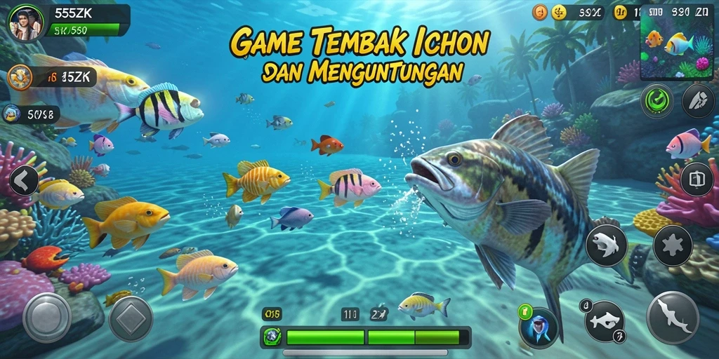 Tangkapan layar gameplay seru Tembak Ikan 555ZK.