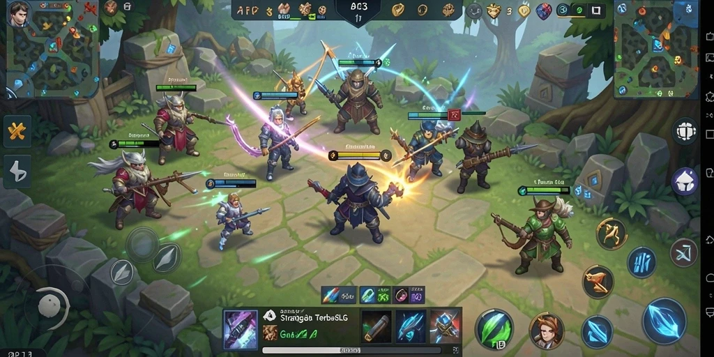 Screenshot gameplay API33 yang menunjukkan pertempuran strategis.