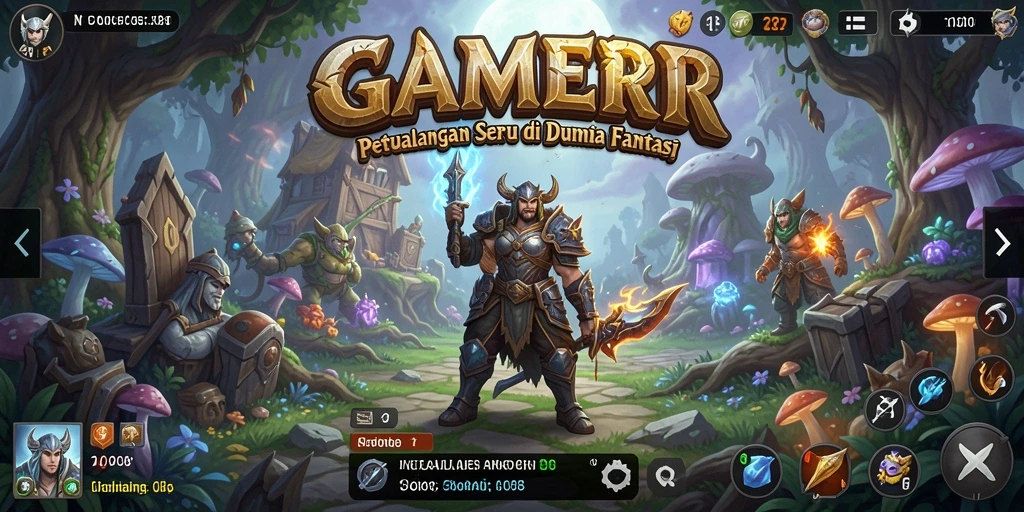 Tampilan gameplay GAMERP yang menampilkan eksplorasi dunia petualangan.