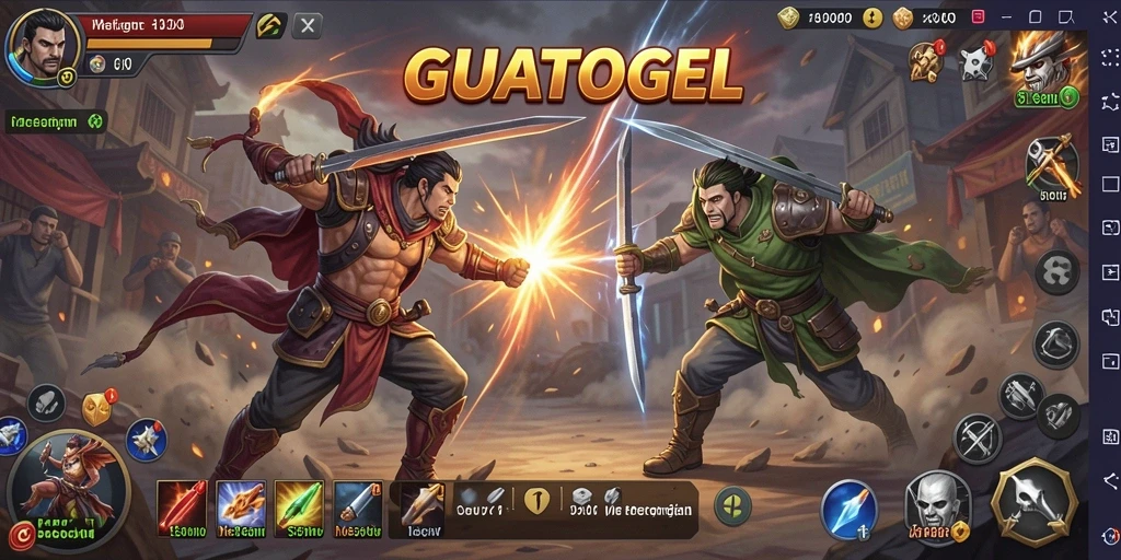 Tampilan seru gameplay GUATOGEL saat pertarungan berlangsung.