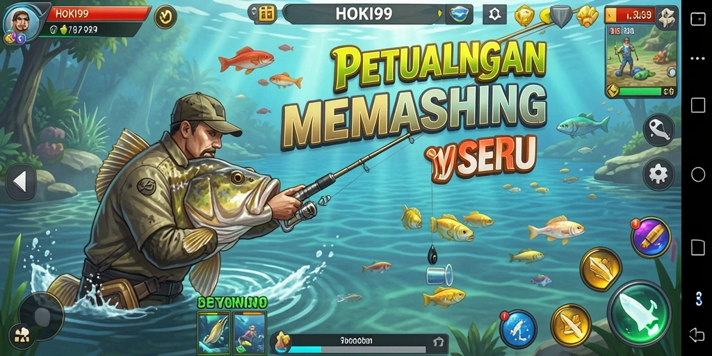 Tampilan gameplay HOKI99 dengan aksi memancing yang menegangkan.