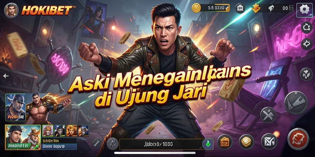 Screenshot gameplay HOKIBET menampilkan pertempuran aksi yang mendebarkan.