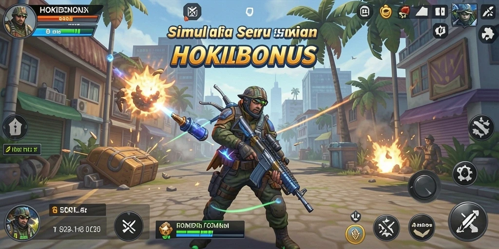 Tangkapan layar HOKIBONUS menampilkan aksi simulasi yang mendebarkan.