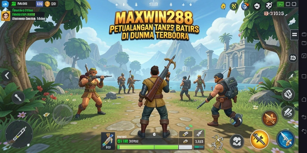 Screenshot gameplay MAXWIN288 yang menunjukkan dunia terbuka yang luas.
