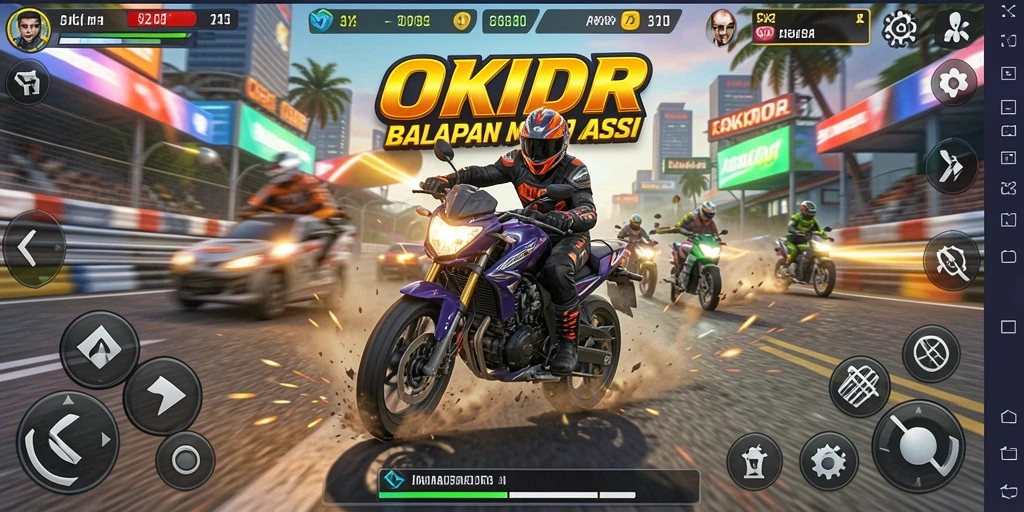 Gameplay seru balapan motor di lintasan menantang.