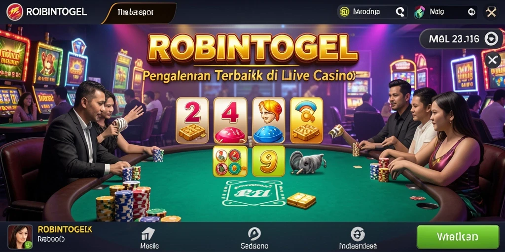 Screenshot utama ROBINTOGEL menampilkan dealer langsung dan gameplay yang mendebarkan.