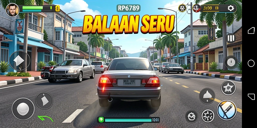 Tangkapan layar gameplay RP6789 dengan aksi balapan yang seru.