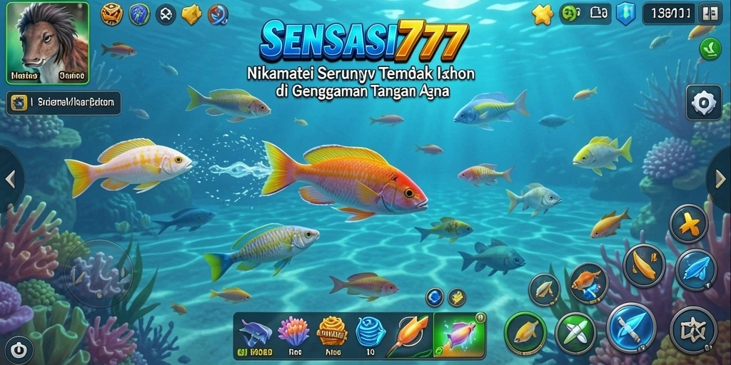 Screenshot utama SENSASI777 menampilkan aksi seru dalam permainan Tembak Ikan.