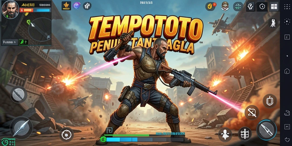 Tangkapan layar gameplay TEMPOTOTO yang menunjukkan aksi mendebarkan.