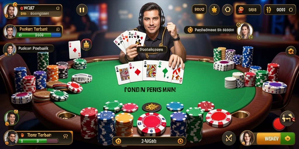 Tampilan gameplay Poker yang mendebarkan di WG87.
